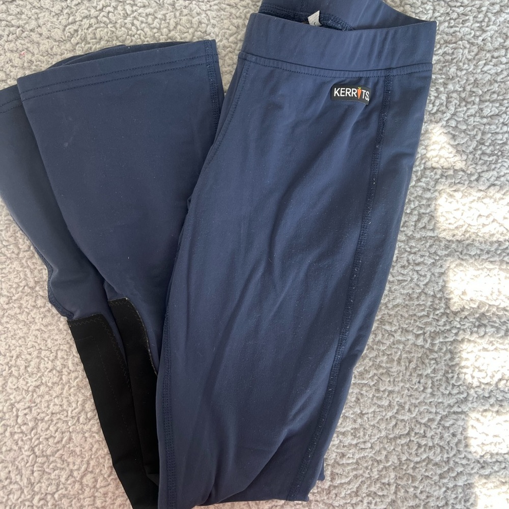 Kerrits Blue and Black Riding Leggings Stretchy Equestrian Bottoms